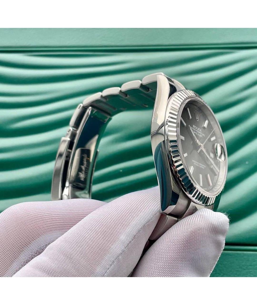 ROLEX Антрацитовые часы из белого золота, фото 5