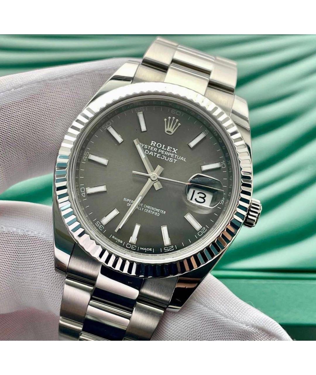 ROLEX Антрацитовые часы из белого золота, фото 4