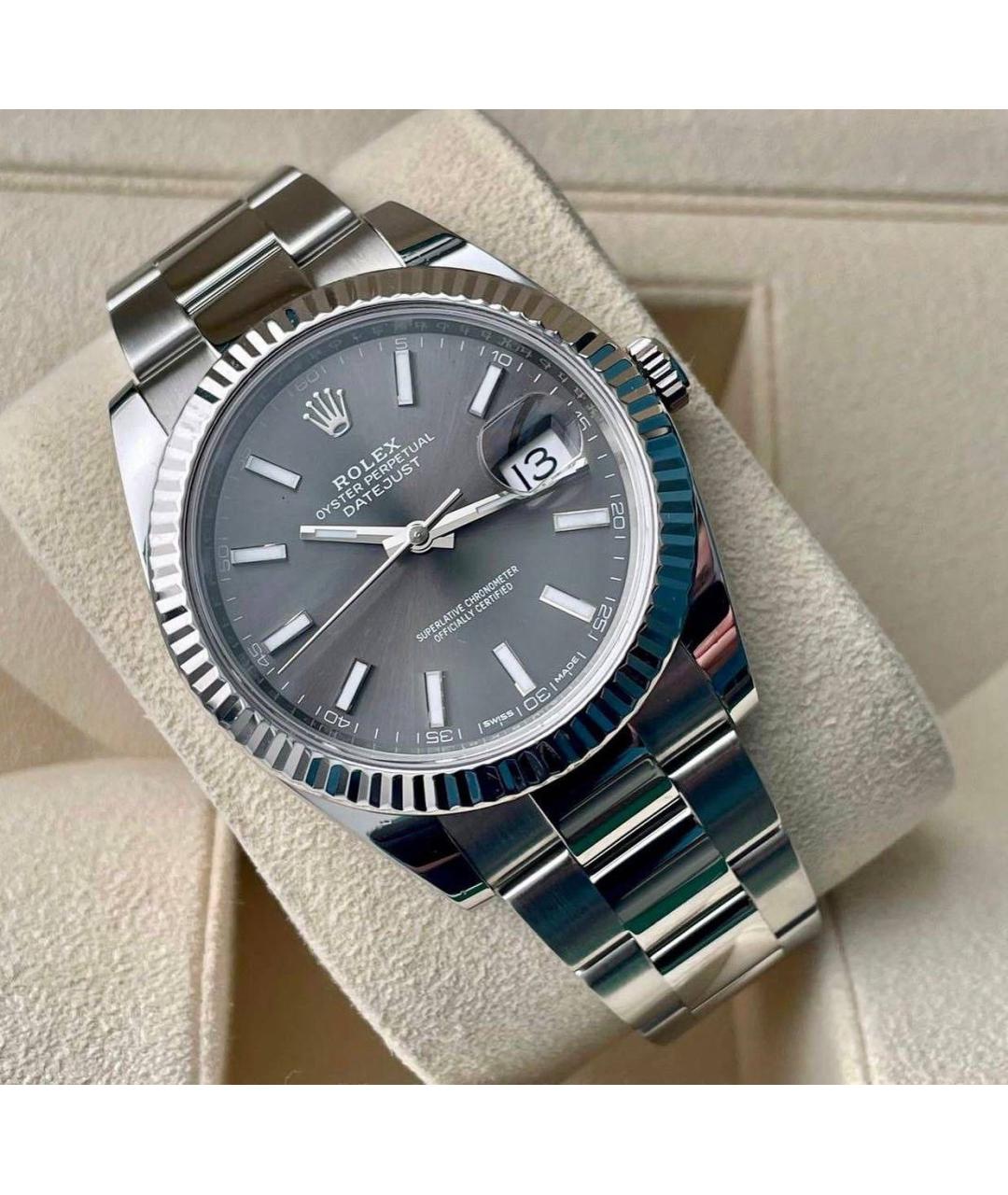 ROLEX Антрацитовые часы из белого золота, фото 2
