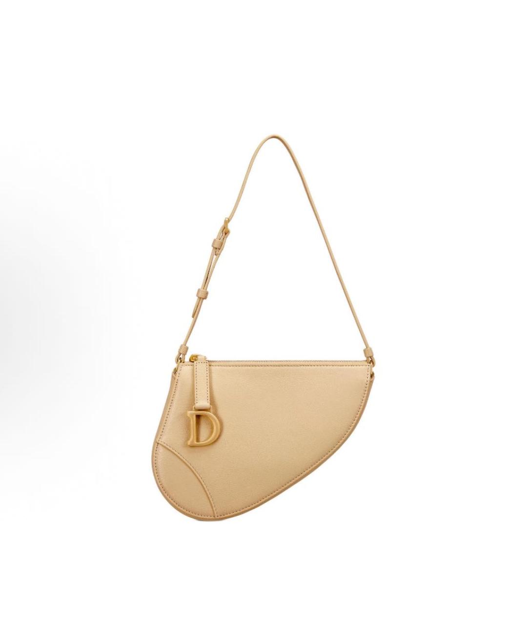 CHRISTIAN DIOR Бежевая кожаная сумка с короткими ручками, фото 5