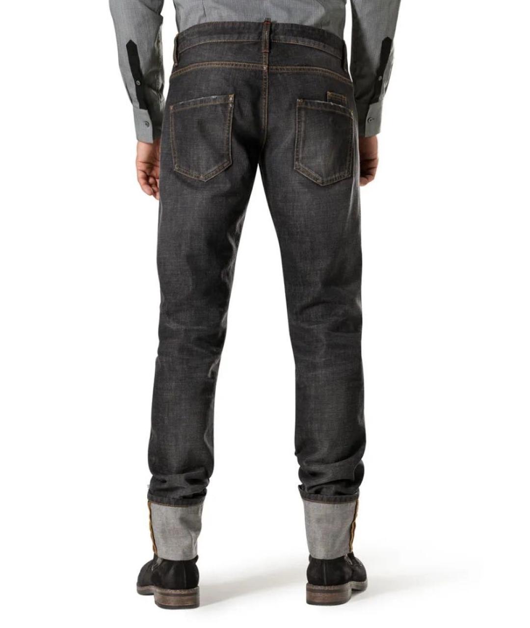 PHILIPP PLEIN Черные хлопко-эластановые прямые джинсы, фото 3