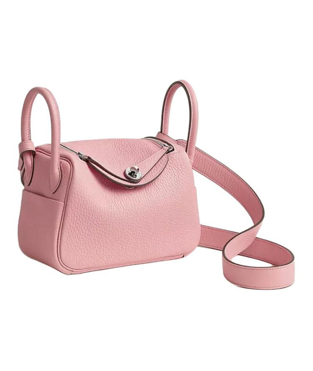 HERMES Розовая кожаная сумка через плечо, фото 2