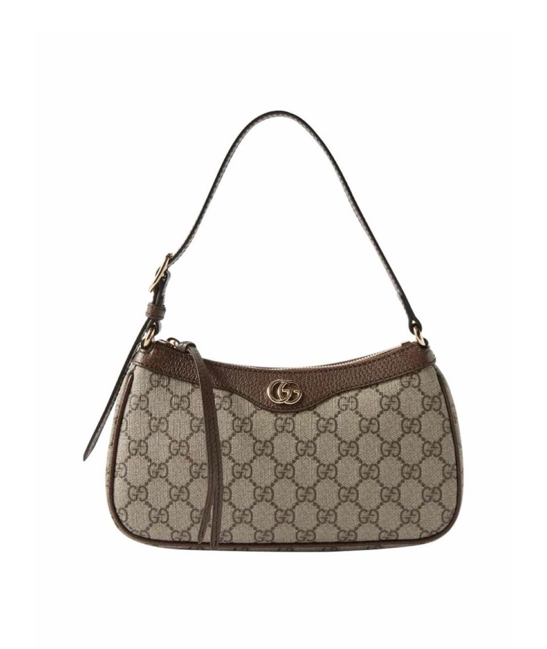 GUCCI Коричневая кожаная сумка с короткими ручками, фото 1