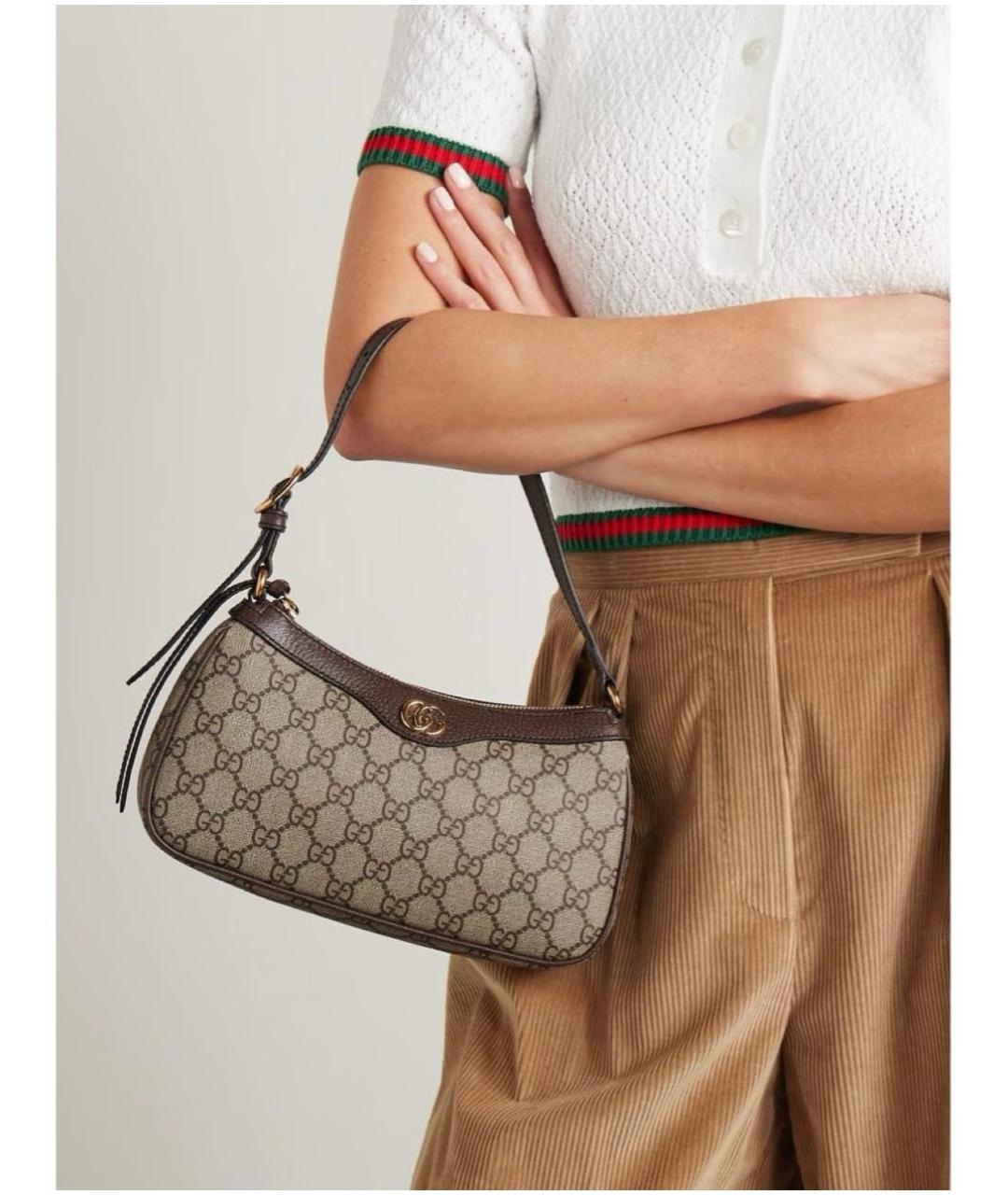 GUCCI Коричневая кожаная сумка с короткими ручками, фото 4