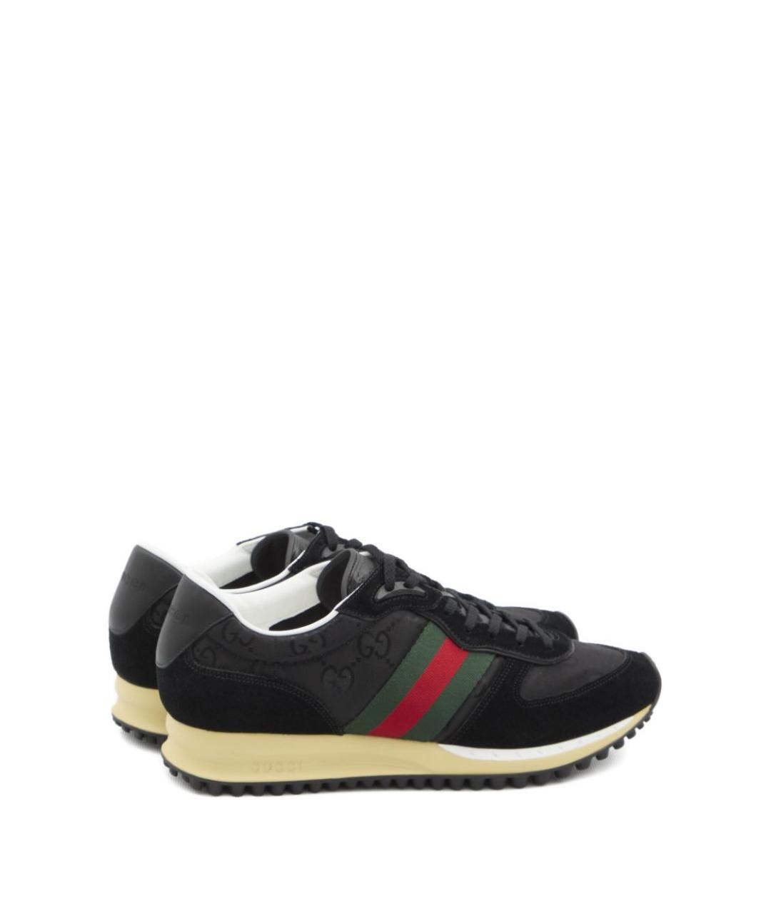 GUCCI Черные кожаные низкие кроссовки / кеды, фото 3