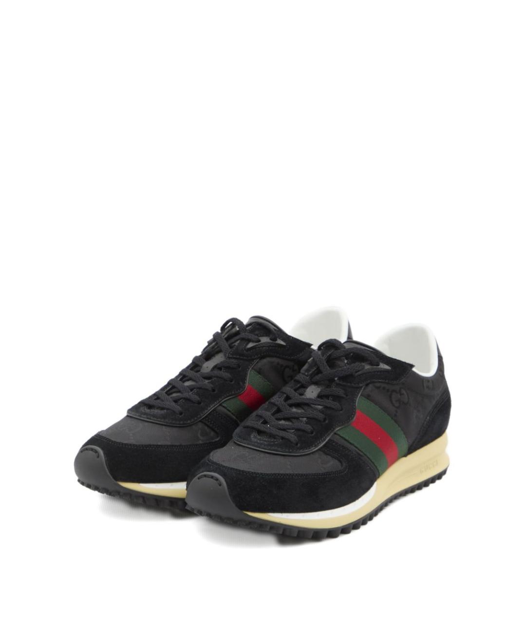 GUCCI Черные кожаные низкие кроссовки / кеды, фото 2