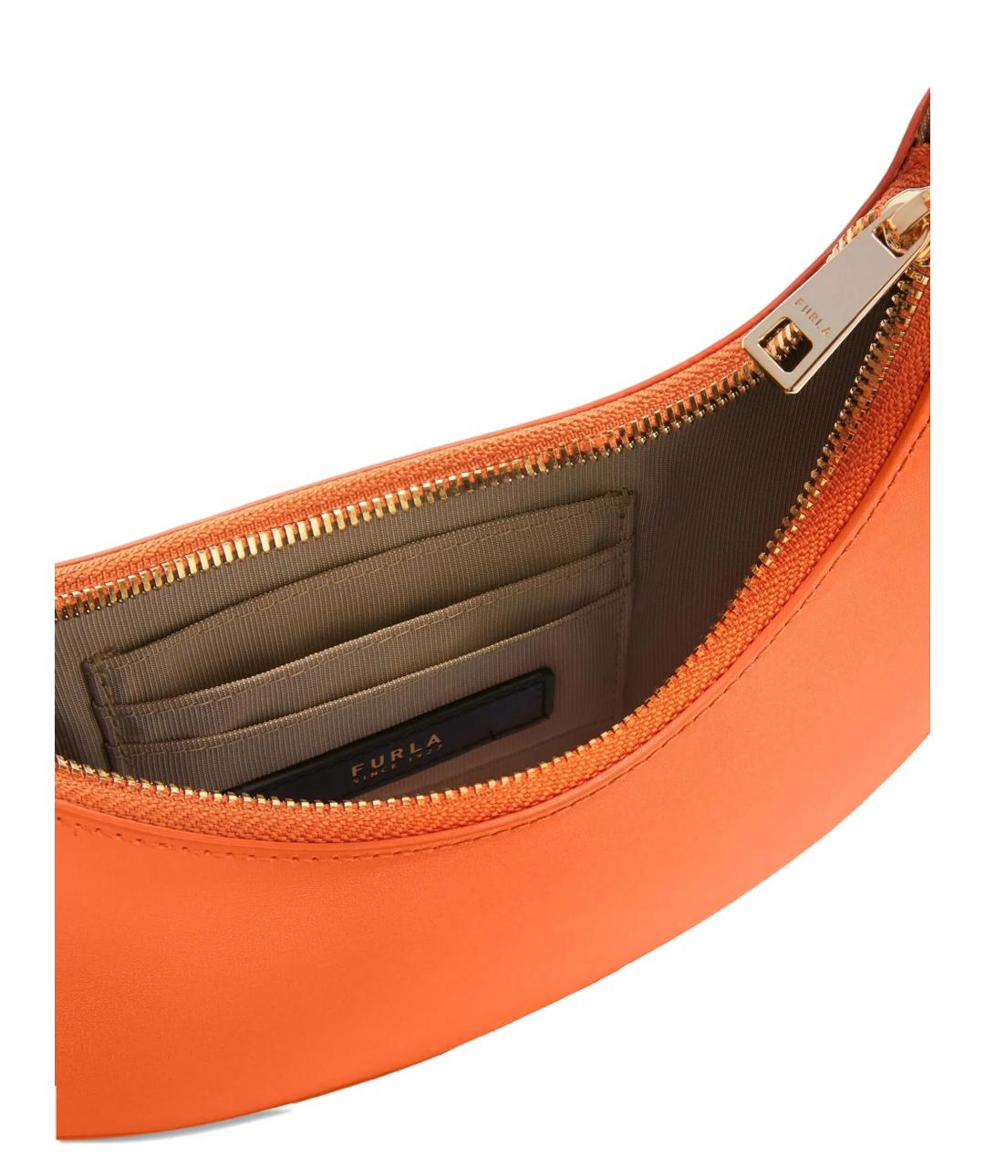 FURLA Оранжевая кожаная сумка через плечо, фото 4