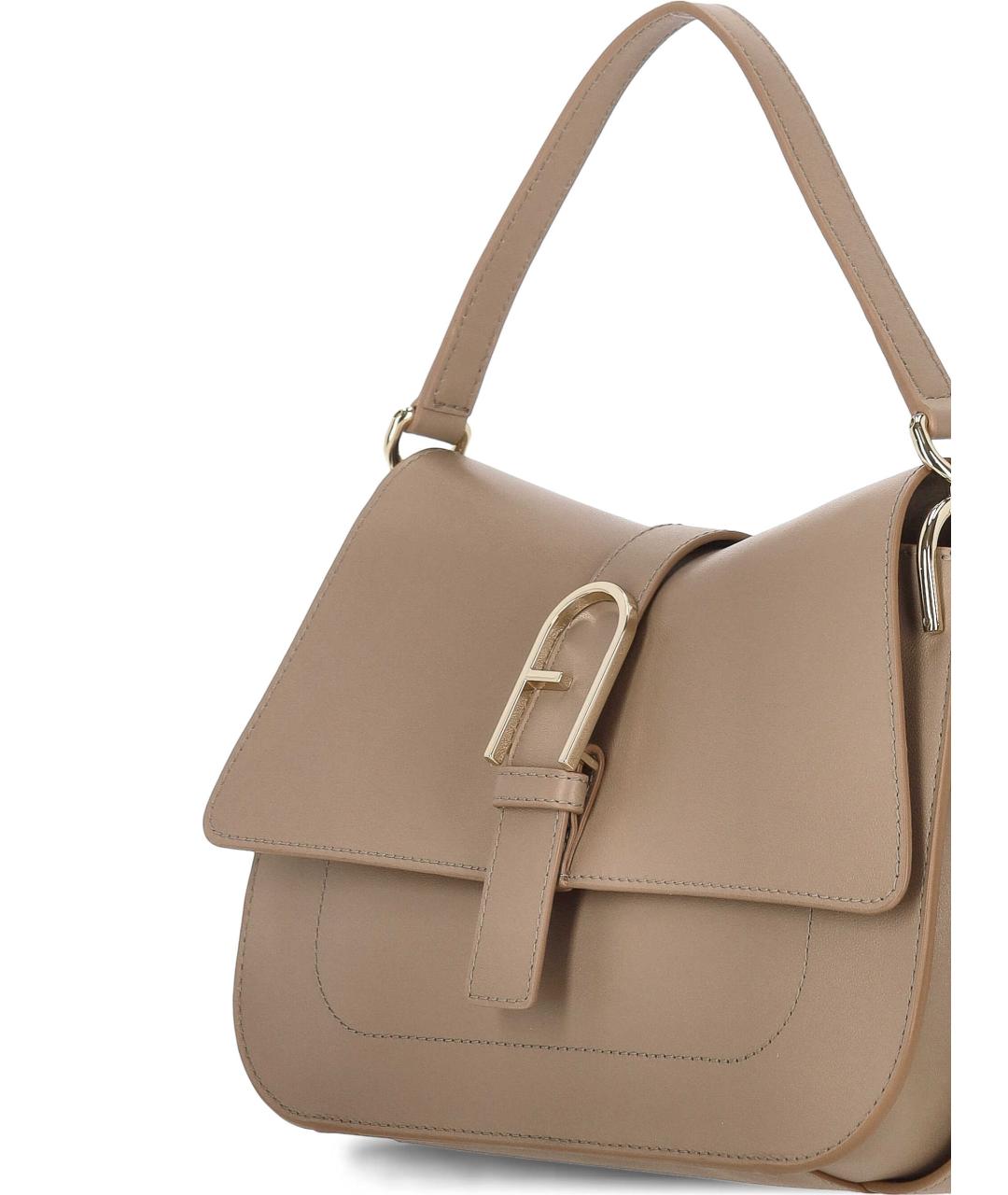 FURLA Бежевая кожаная сумка через плечо, фото 4