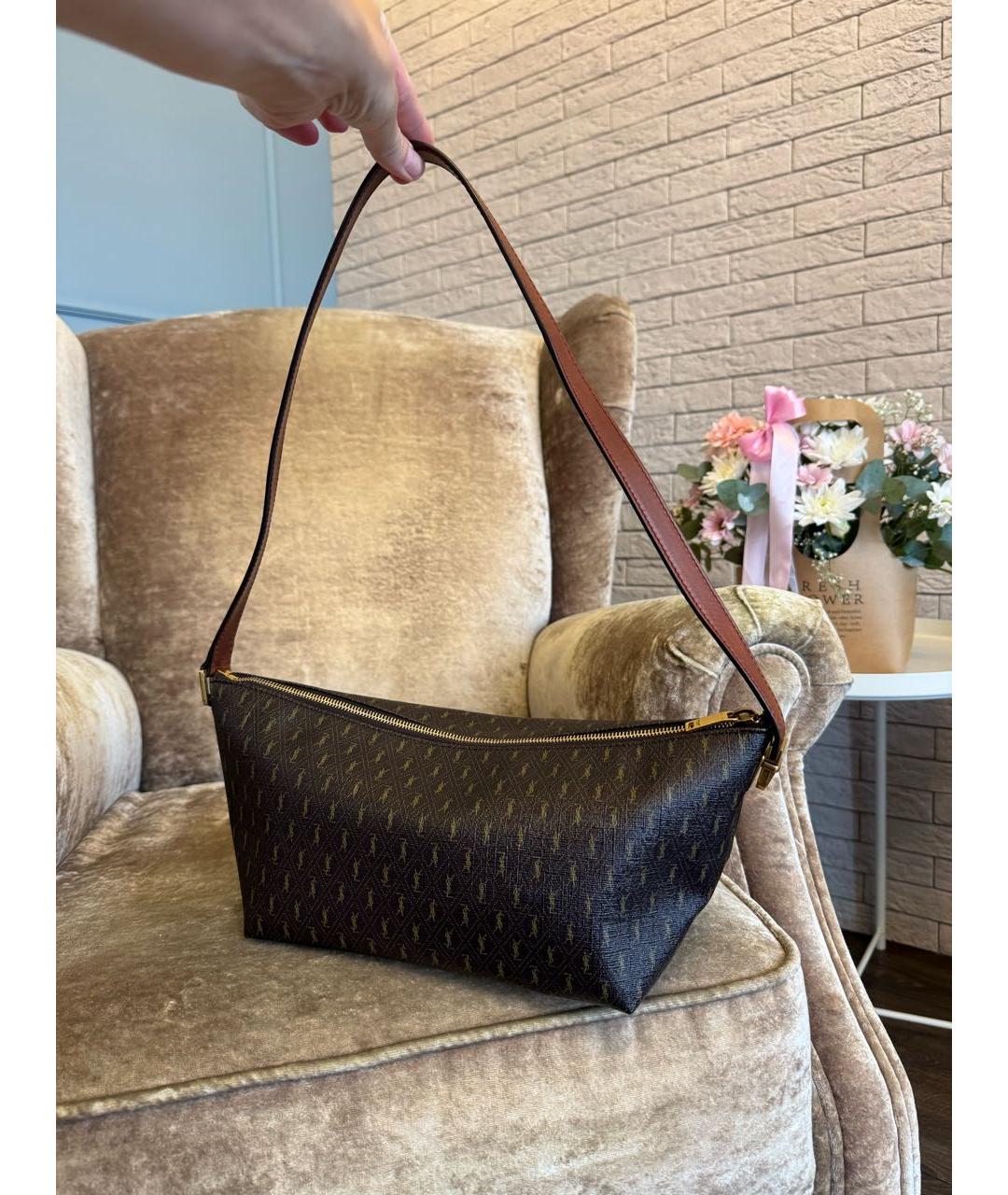 SAINT LAURENT Коричневая сумка на плечо, фото 3