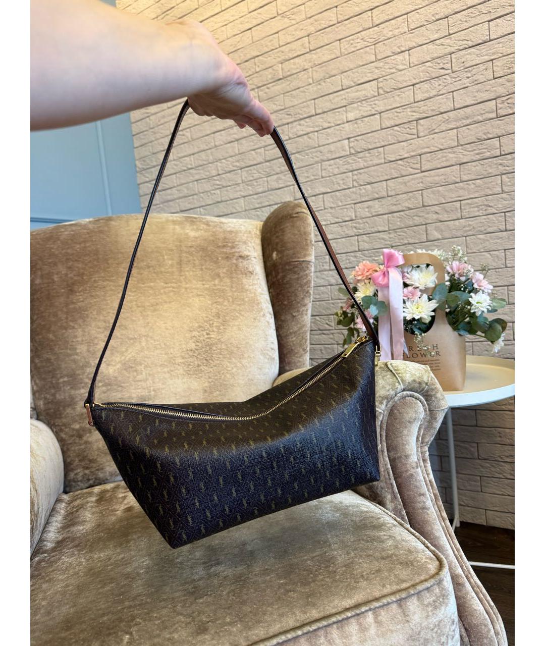 SAINT LAURENT Коричневая сумка на плечо, фото 5