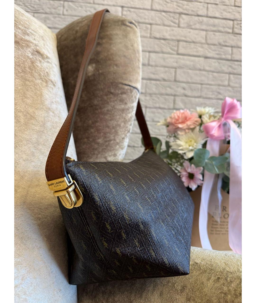 SAINT LAURENT Коричневая сумка на плечо, фото 8