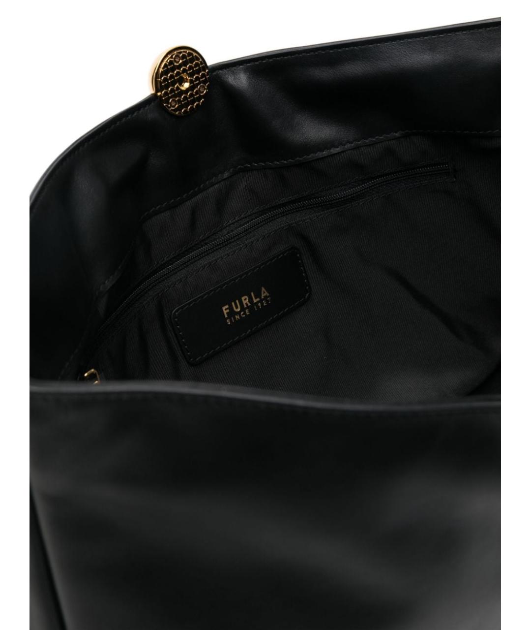 FURLA Черная кожаная сумка тоут, фото 4
