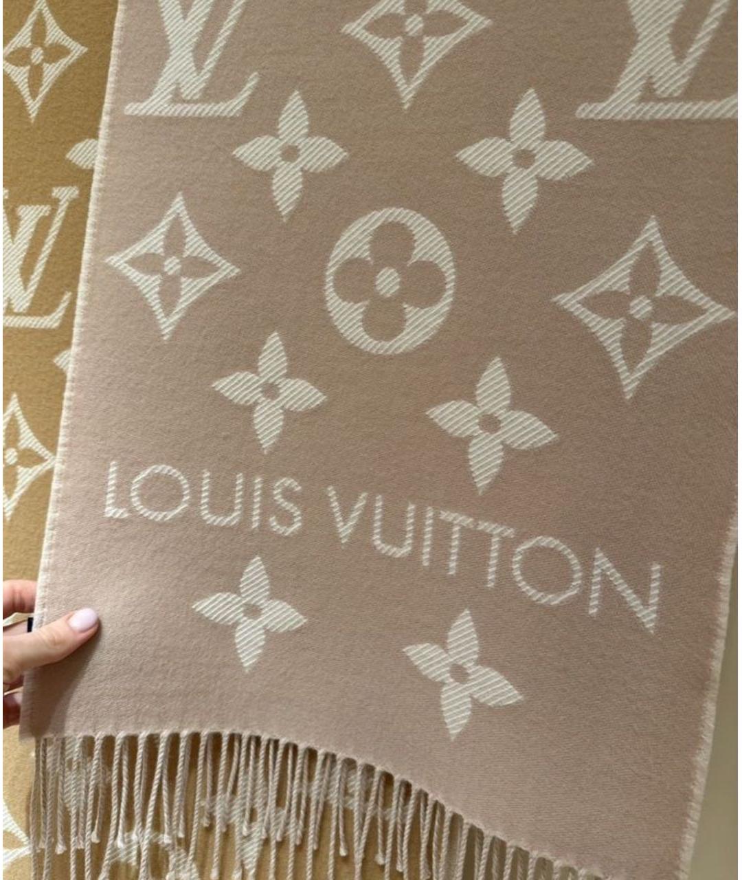 LOUIS VUITTON Розовый шерстяной шарф, фото 3