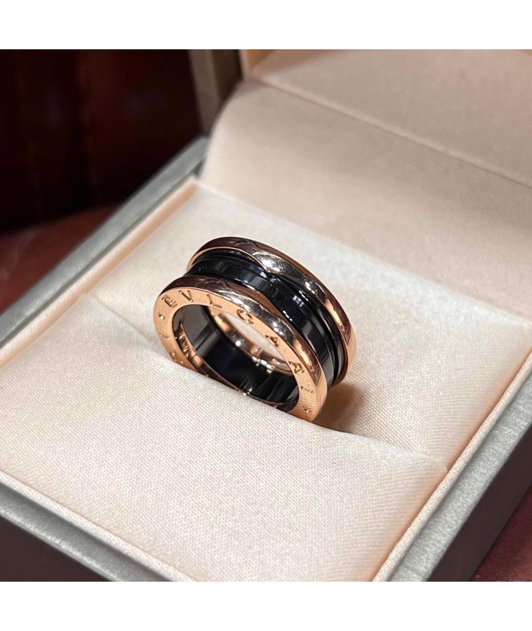BVLGARI Черное кольцо из розового золота, фото 4