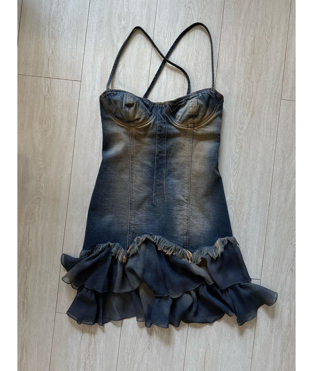BLUMARINE Темно-синее деним коктейльное платье, фото 2