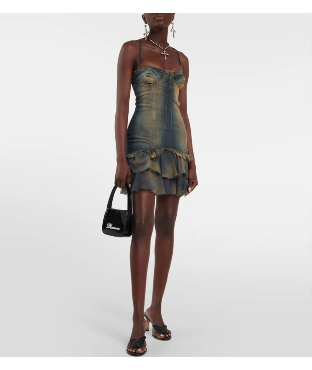 BLUMARINE Темно-синее деним коктейльное платье, фото 8