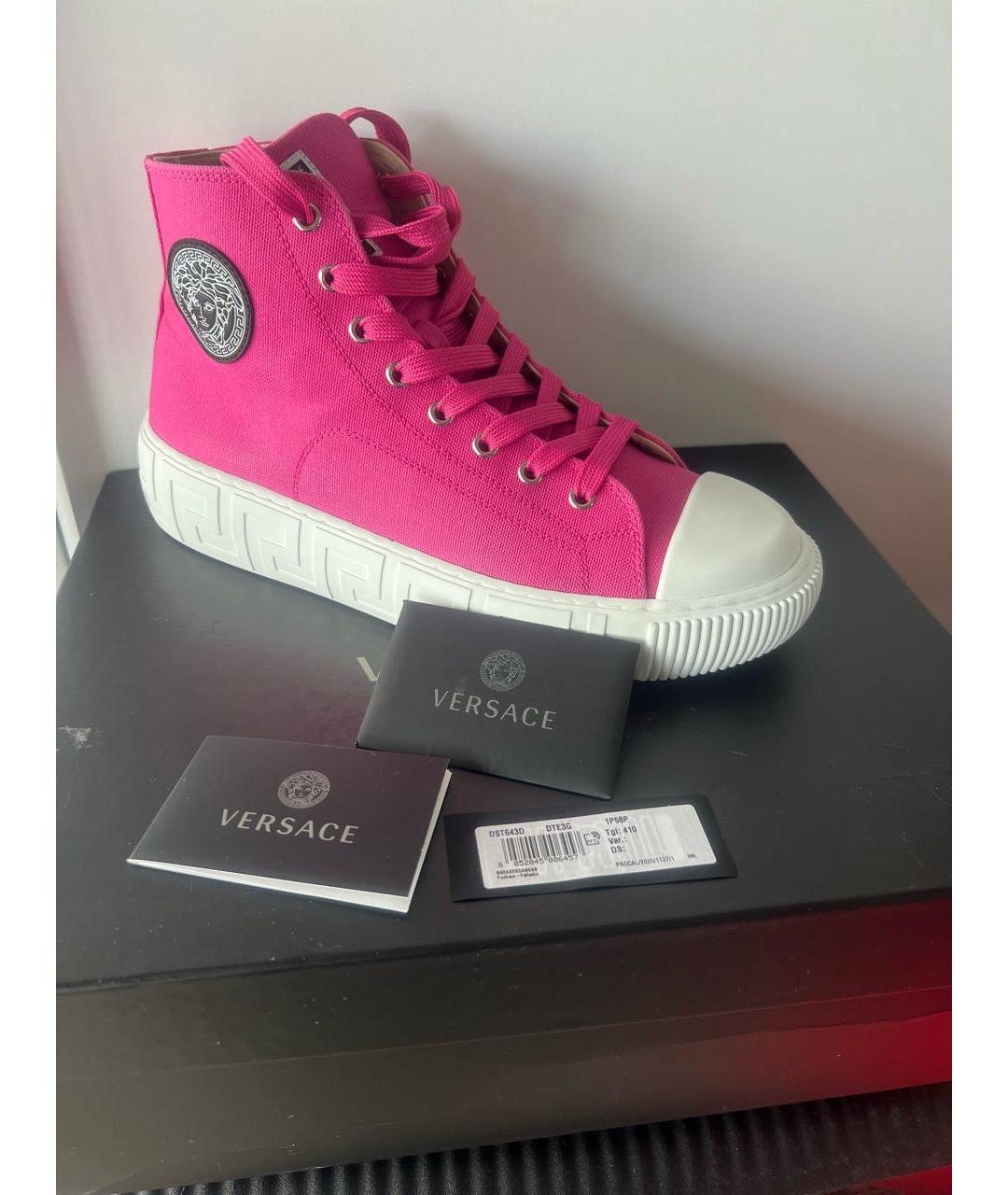 VERSACE Розовые текстильные кеды, фото 6