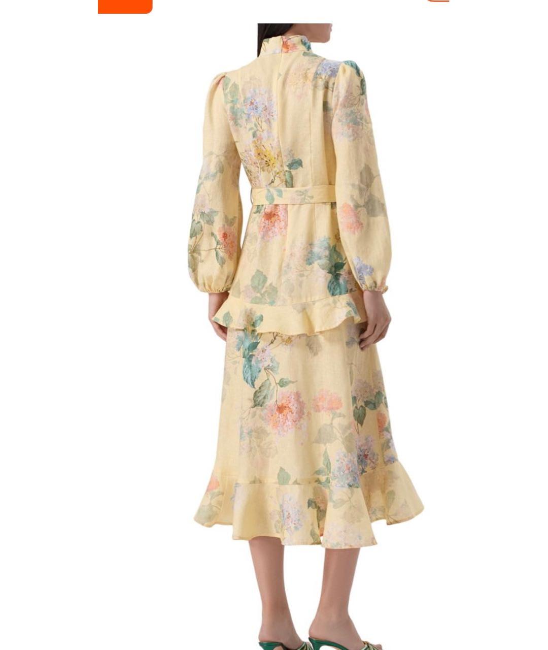 ZIMMERMANN Бежевое льняное повседневное платье, фото 3