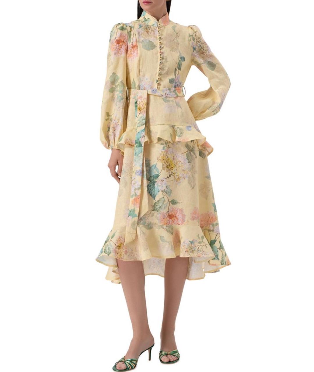 ZIMMERMANN Бежевое льняное повседневное платье, фото 4