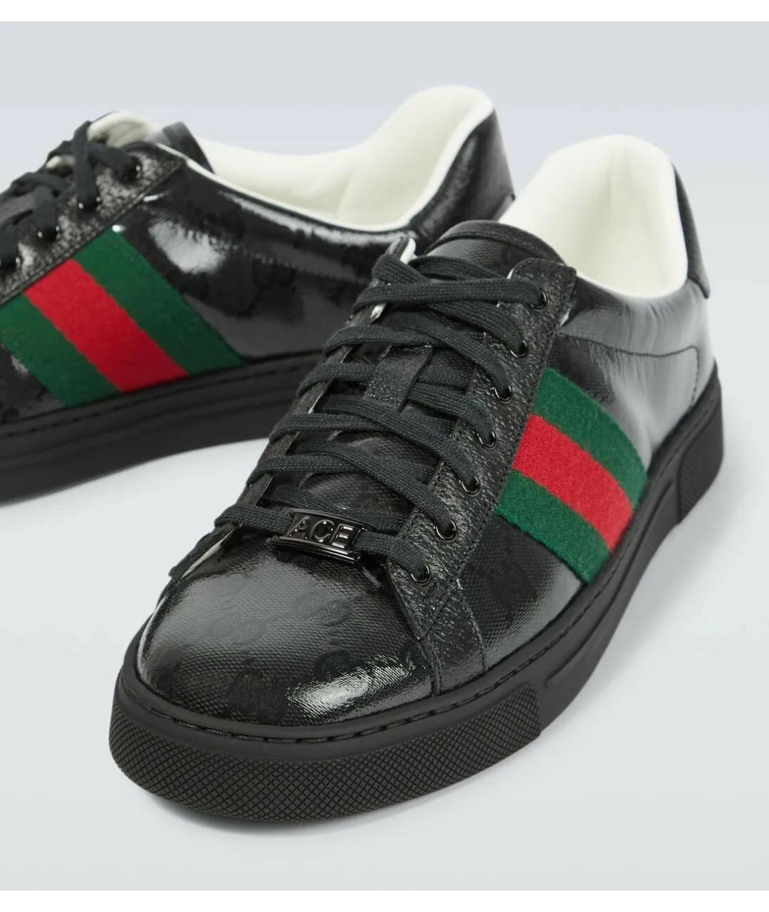 GUCCI Черные кожаные кеды, фото 2