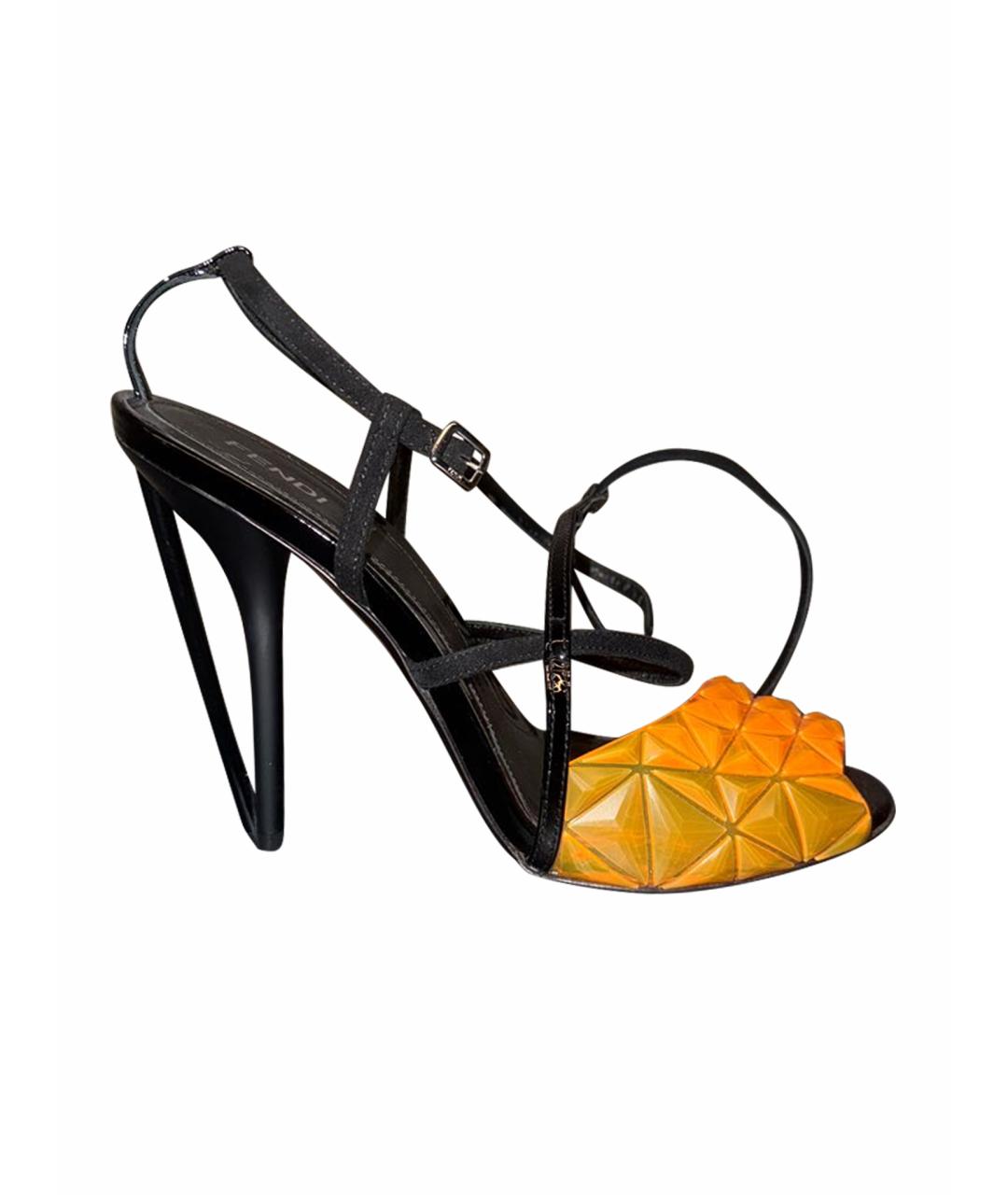 FENDI Оранжевое кожаные босоножки, фото 1