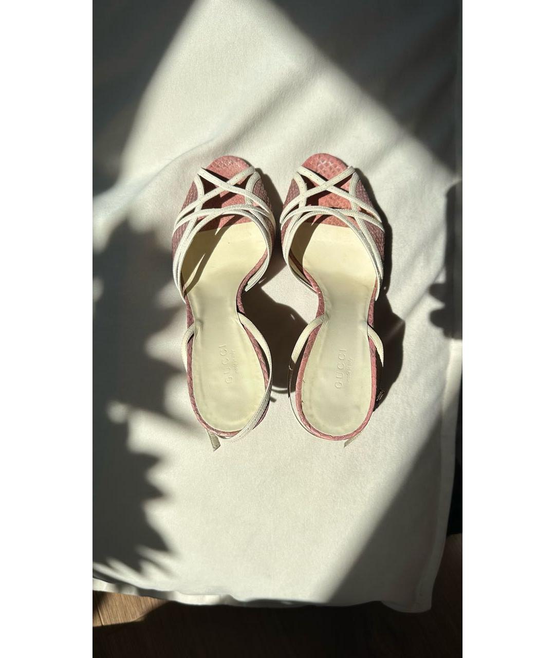 GUCCI Розовые босоножки из экзотической кожи, фото 3