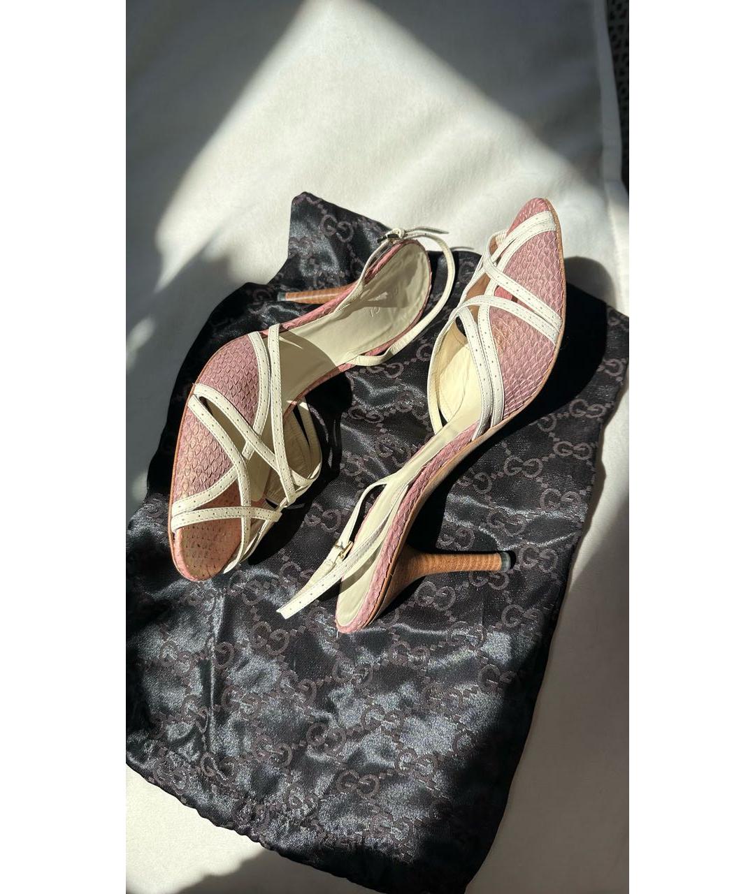 GUCCI Розовые босоножки из экзотической кожи, фото 5
