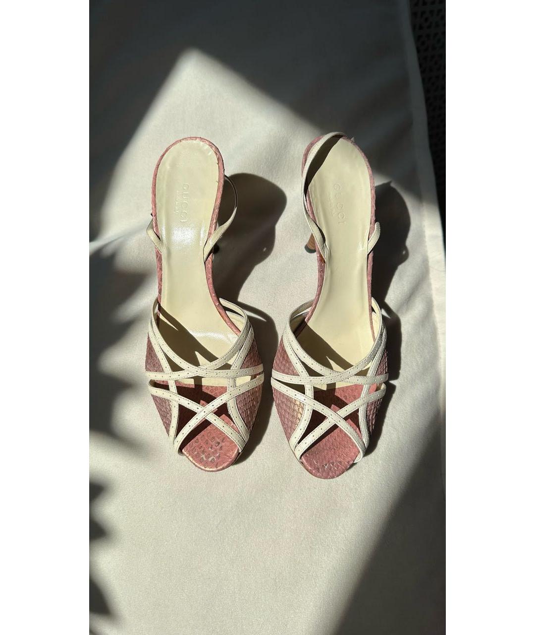 GUCCI Розовые босоножки из экзотической кожи, фото 2