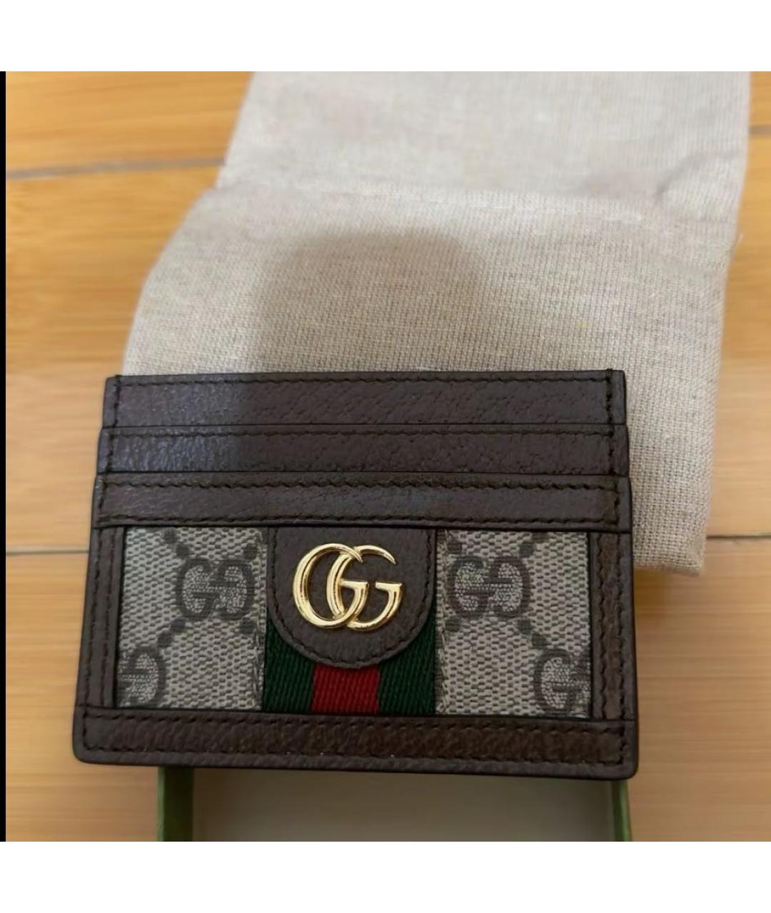 GUCCI Бежевый кожаный кардхолдер, фото 2
