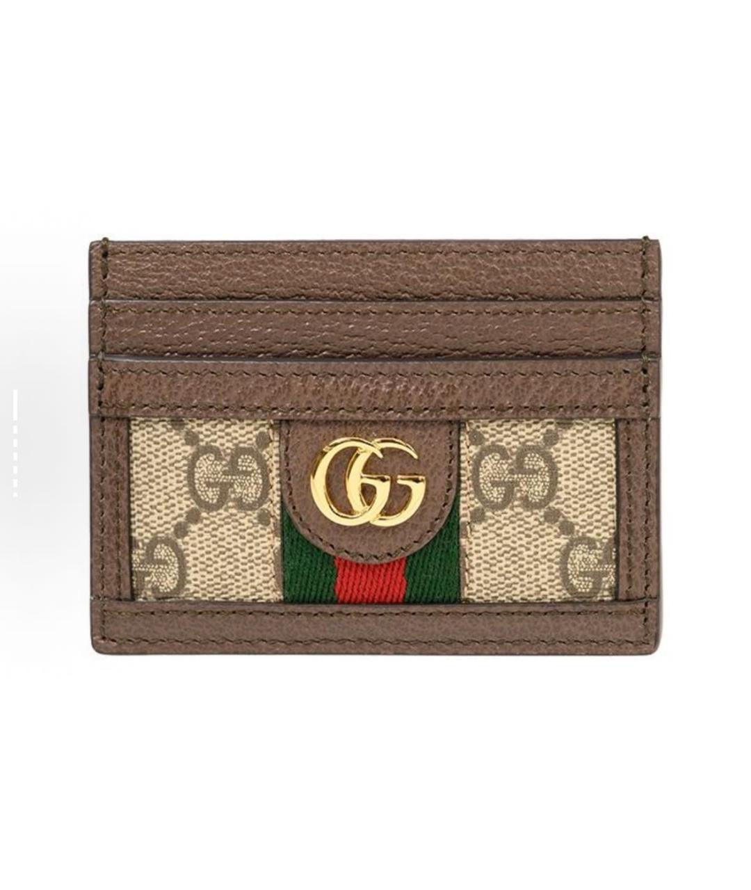GUCCI Бежевый кожаный кардхолдер, фото 4