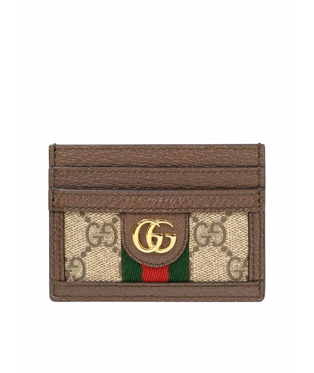 GUCCI Бежевый кожаный кардхолдер, фото 1