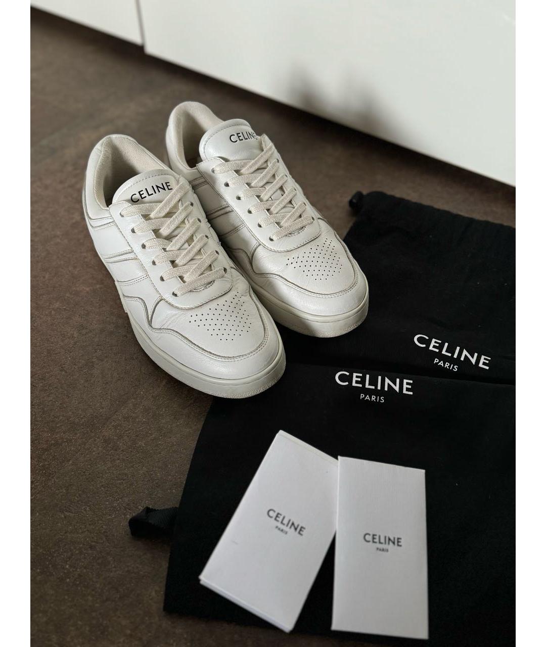 CELINE Белые кожаные кеды, фото 2