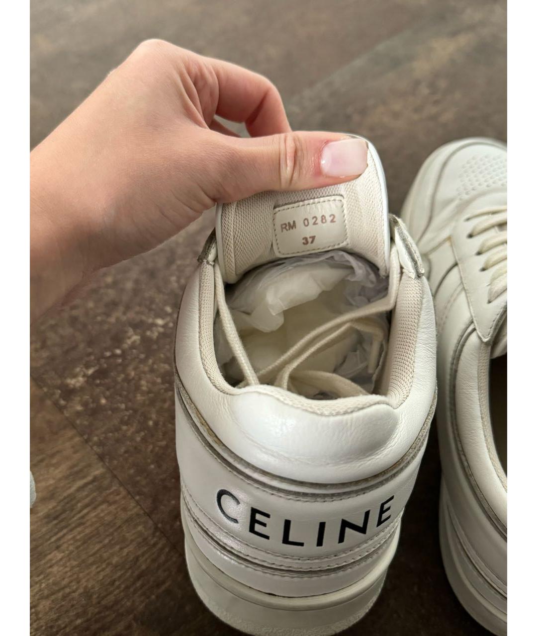 CELINE Белые кожаные кеды, фото 5