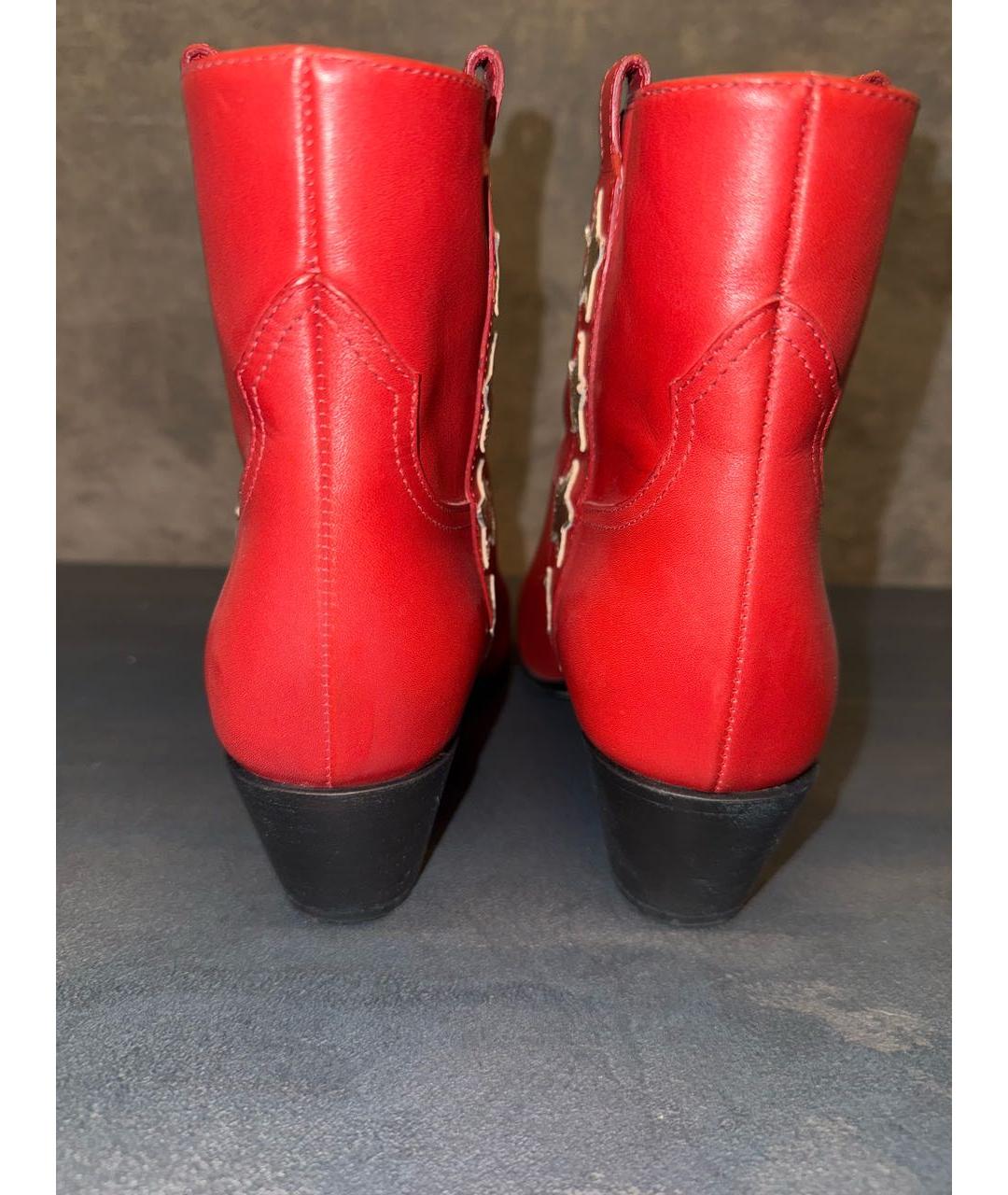 SAINT LAURENT Красные кожаные ботильоны, фото 4
