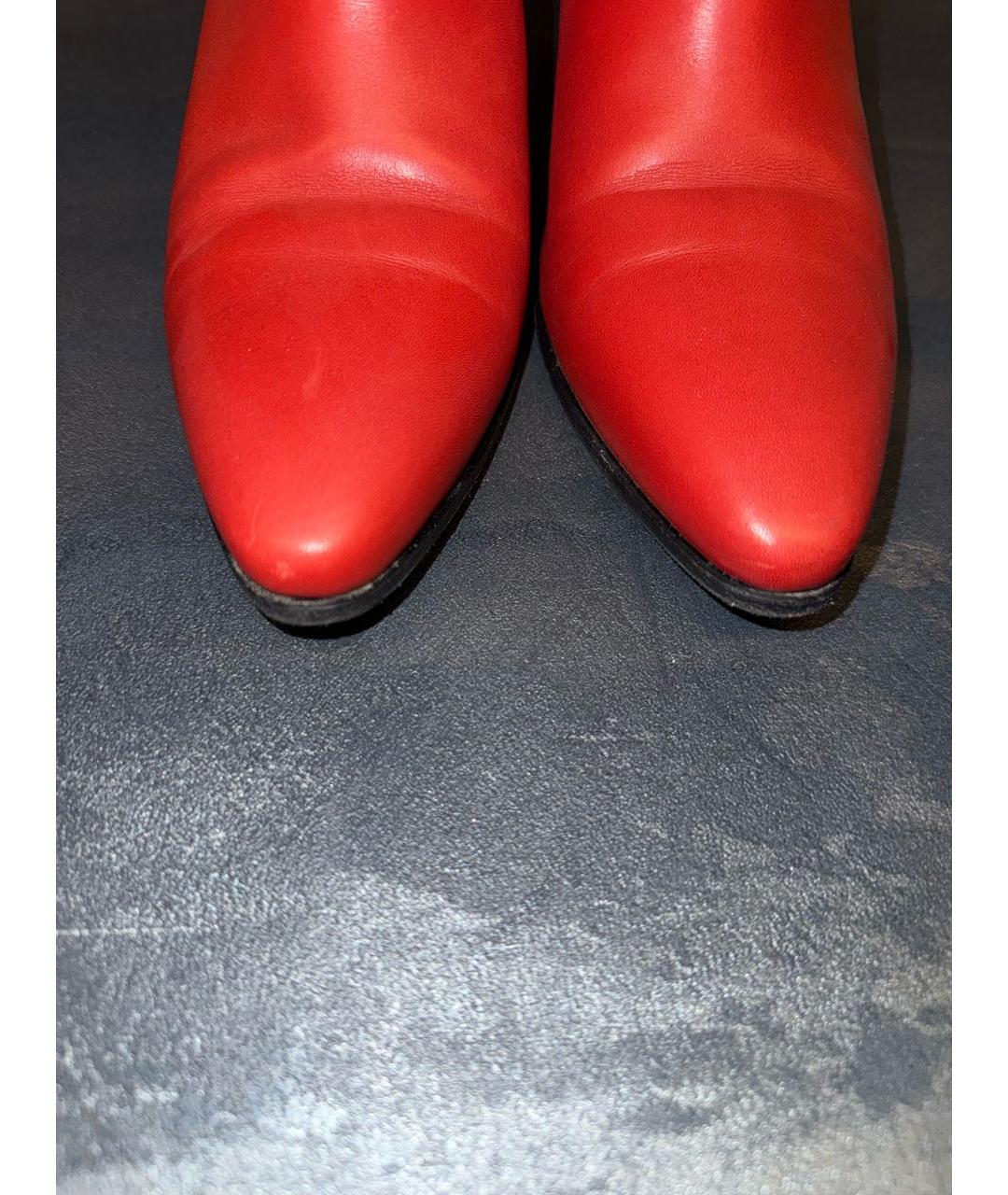 SAINT LAURENT Красные кожаные ботильоны, фото 5