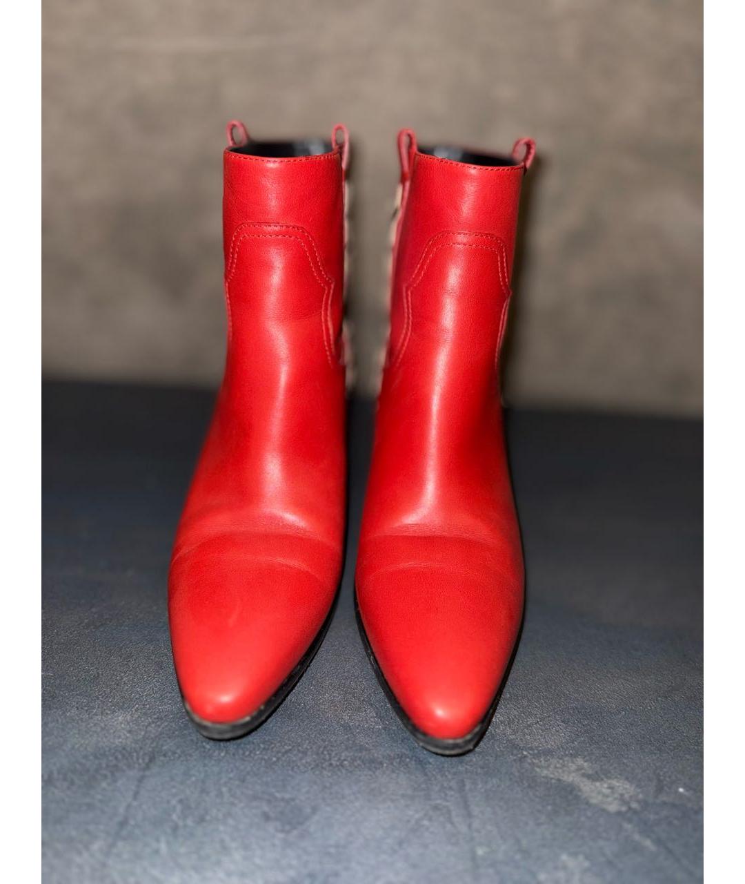 SAINT LAURENT Красные кожаные ботильоны, фото 2