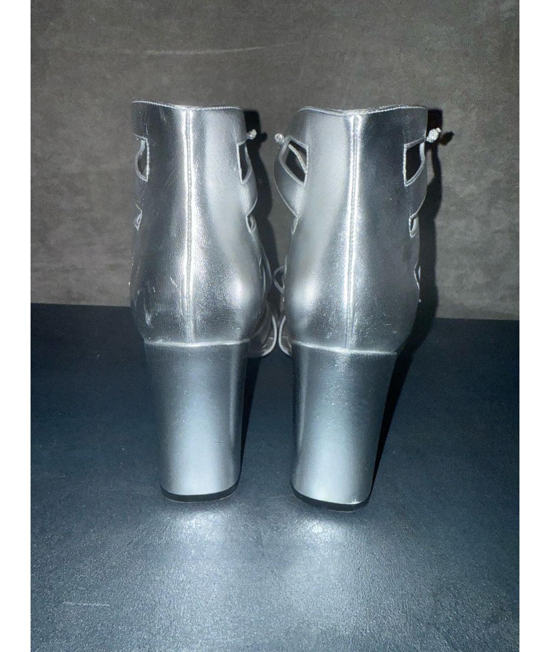 SAINT LAURENT Серебряные кожаные босоножки, фото 4