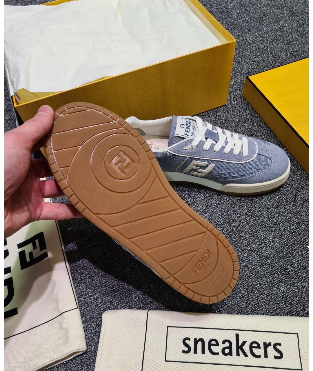 FENDI Голубые текстильные кеды, фото 7