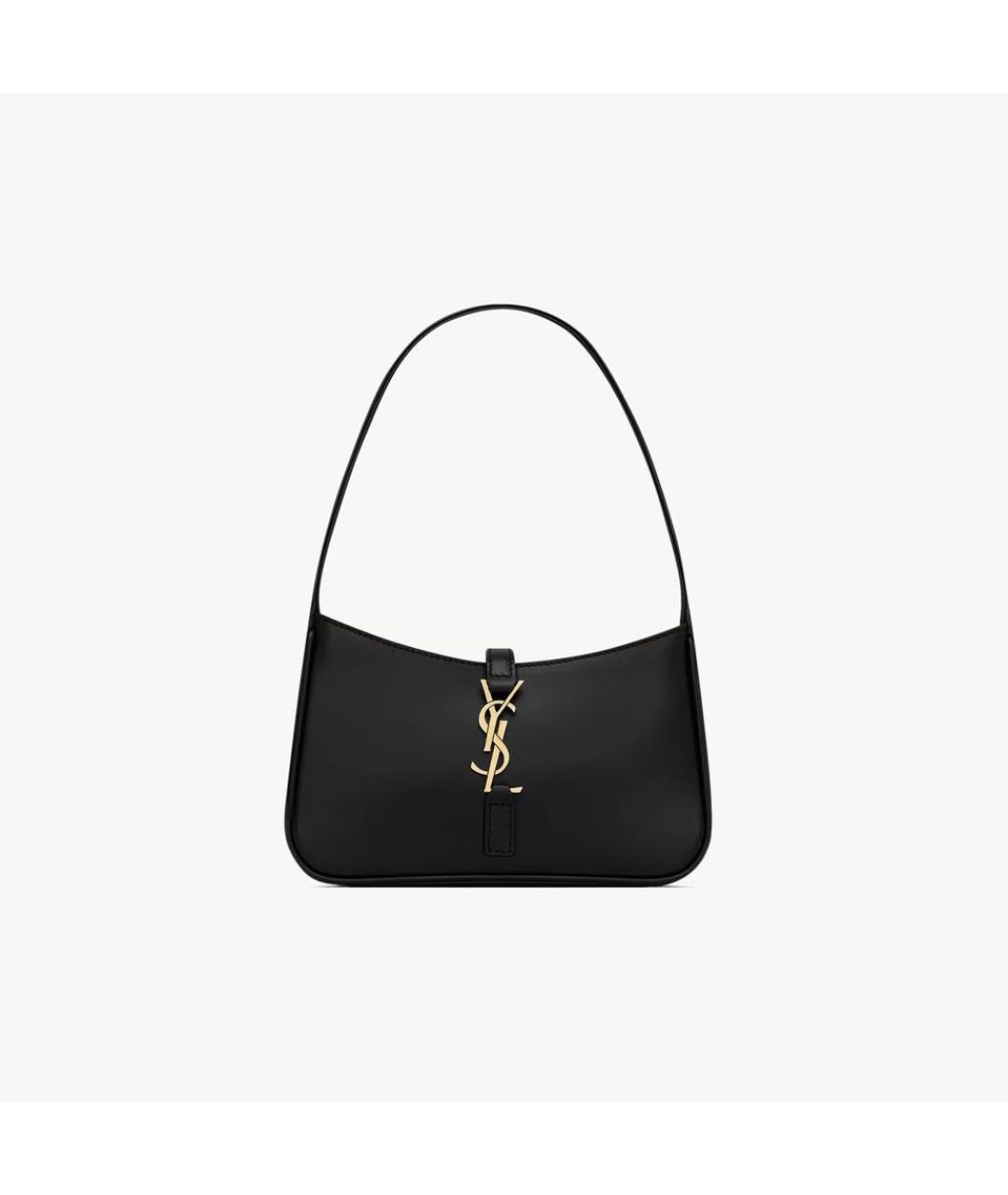 SAINT LAURENT Черная кожаная сумка с короткими ручками, фото 4
