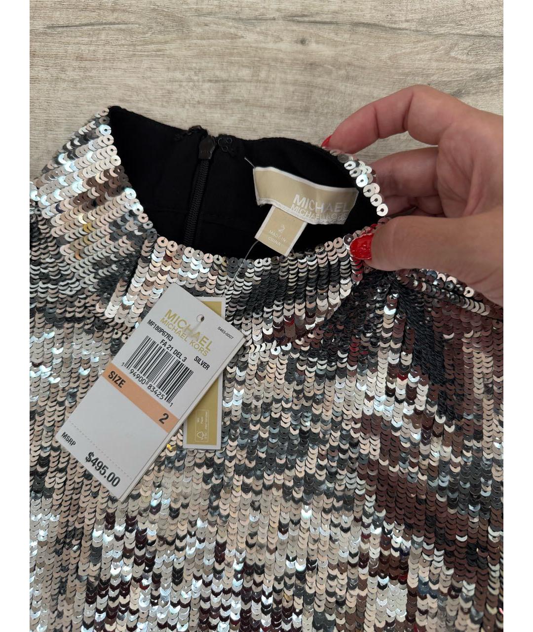 MICHAEL MICHAEL KORS Серебряное полиэстеровое платье, фото 3