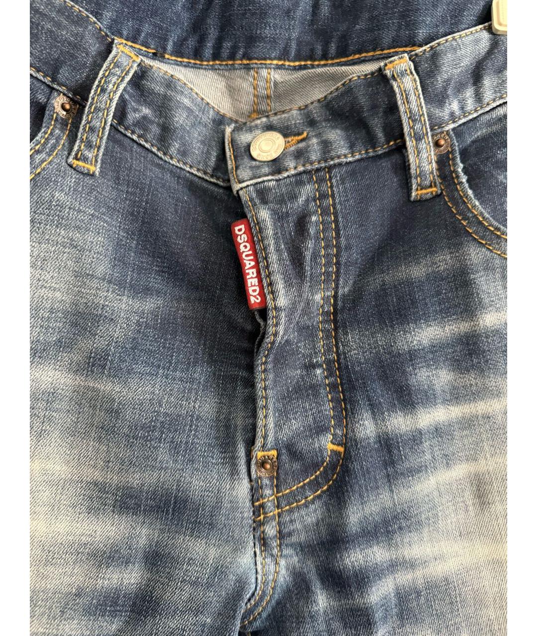 DSQUARED2 Синие хлопко-эластановые джинсы скинни, фото 3