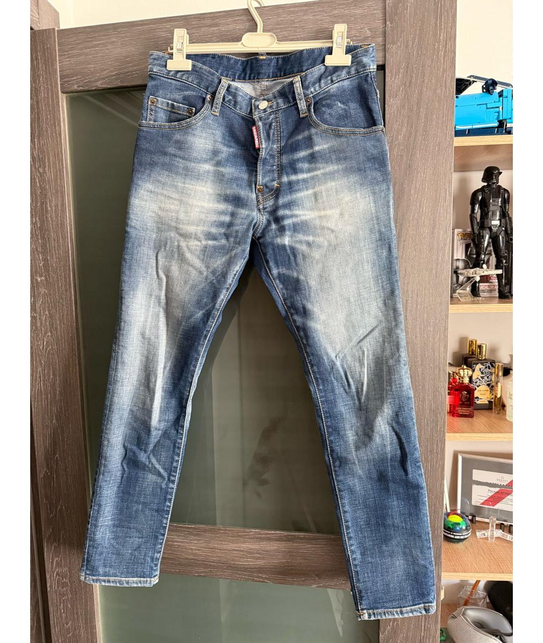 DSQUARED2 Синие хлопко-эластановые джинсы скинни, фото 9
