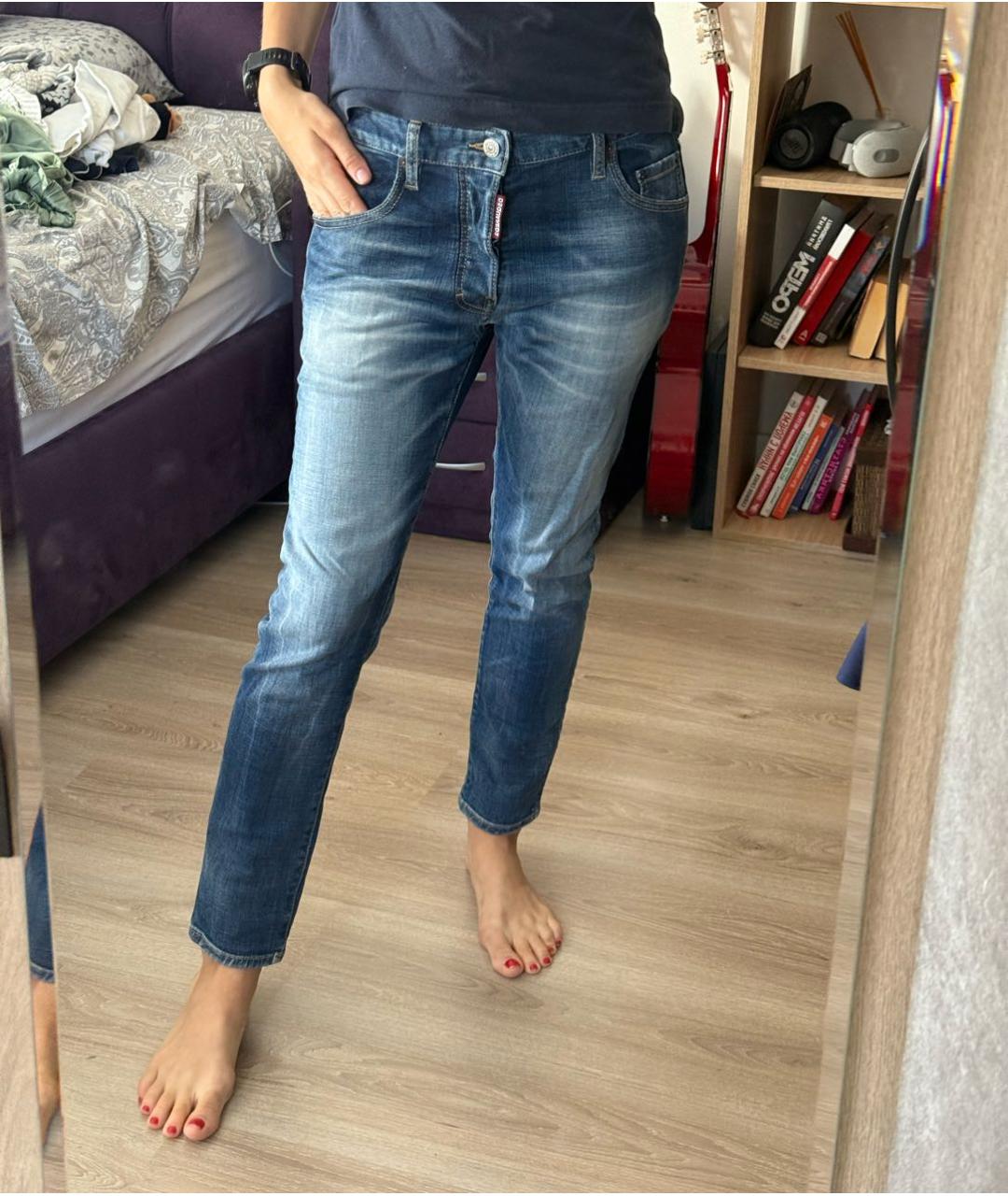 DSQUARED2 Синие хлопко-эластановые джинсы скинни, фото 7