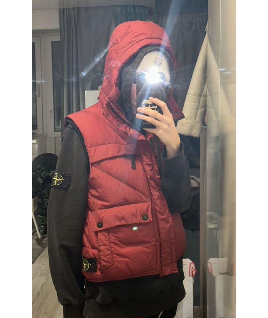 STONE ISLAND Бордовый синтетический жилет, фото 6