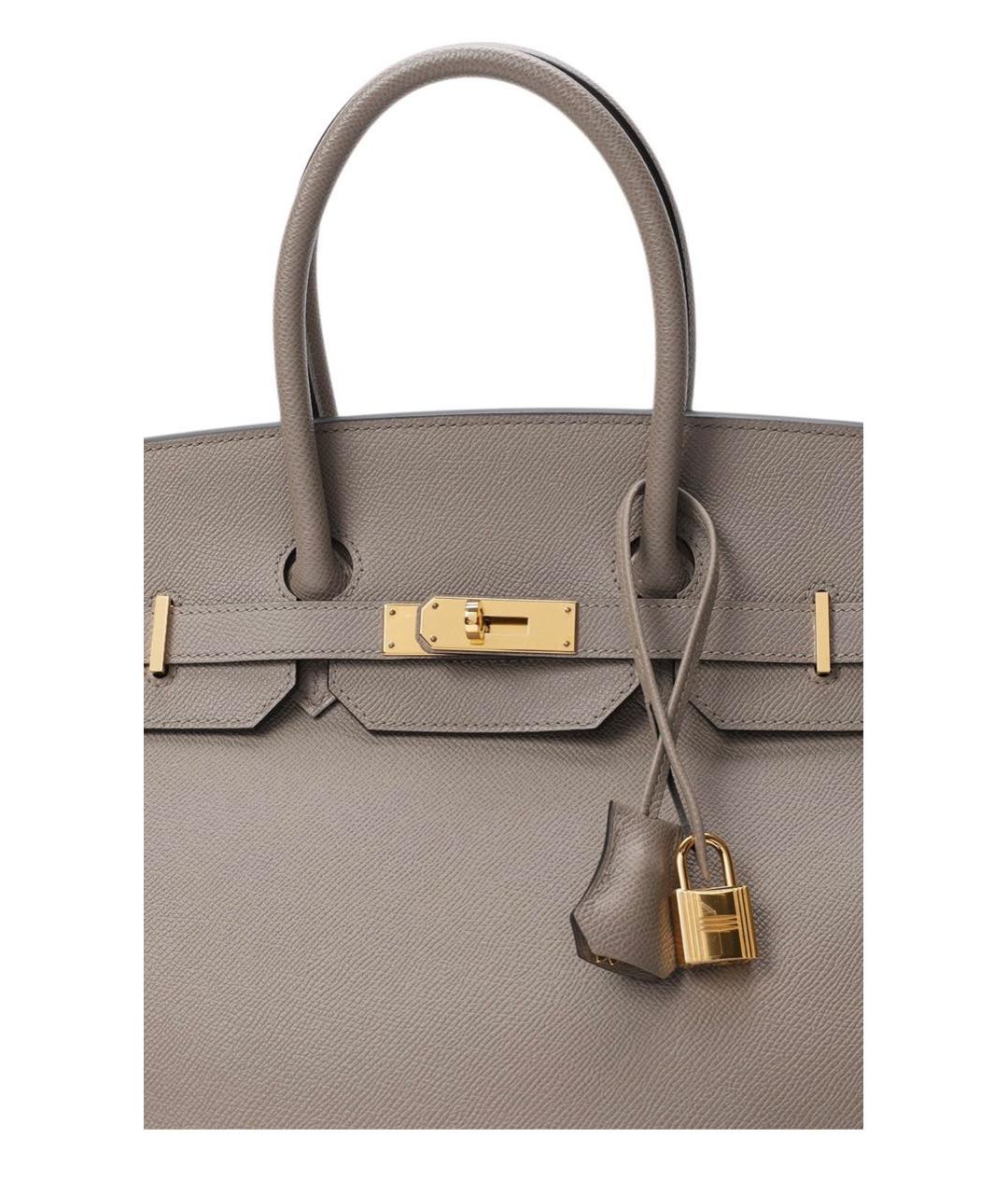 HERMES Серая кожаная сумка тоут, фото 7
