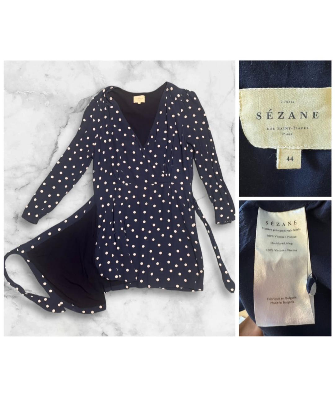 Sezane Синее вискозное повседневное платье, фото 7