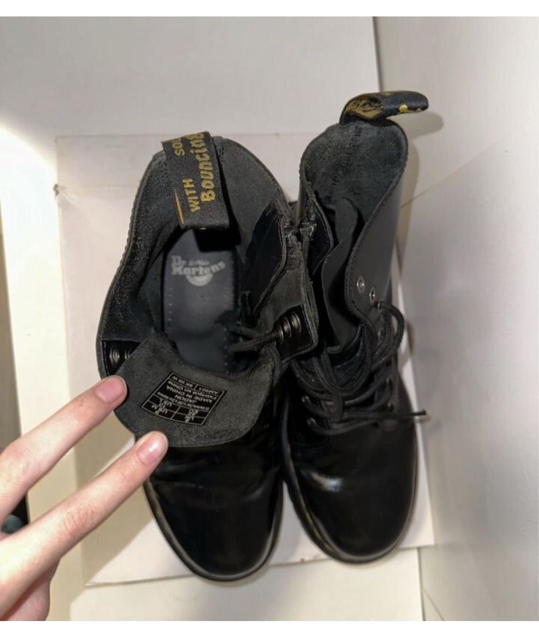 DR. MARTENS Черные высокие ботинки из лакированной кожи, фото 6