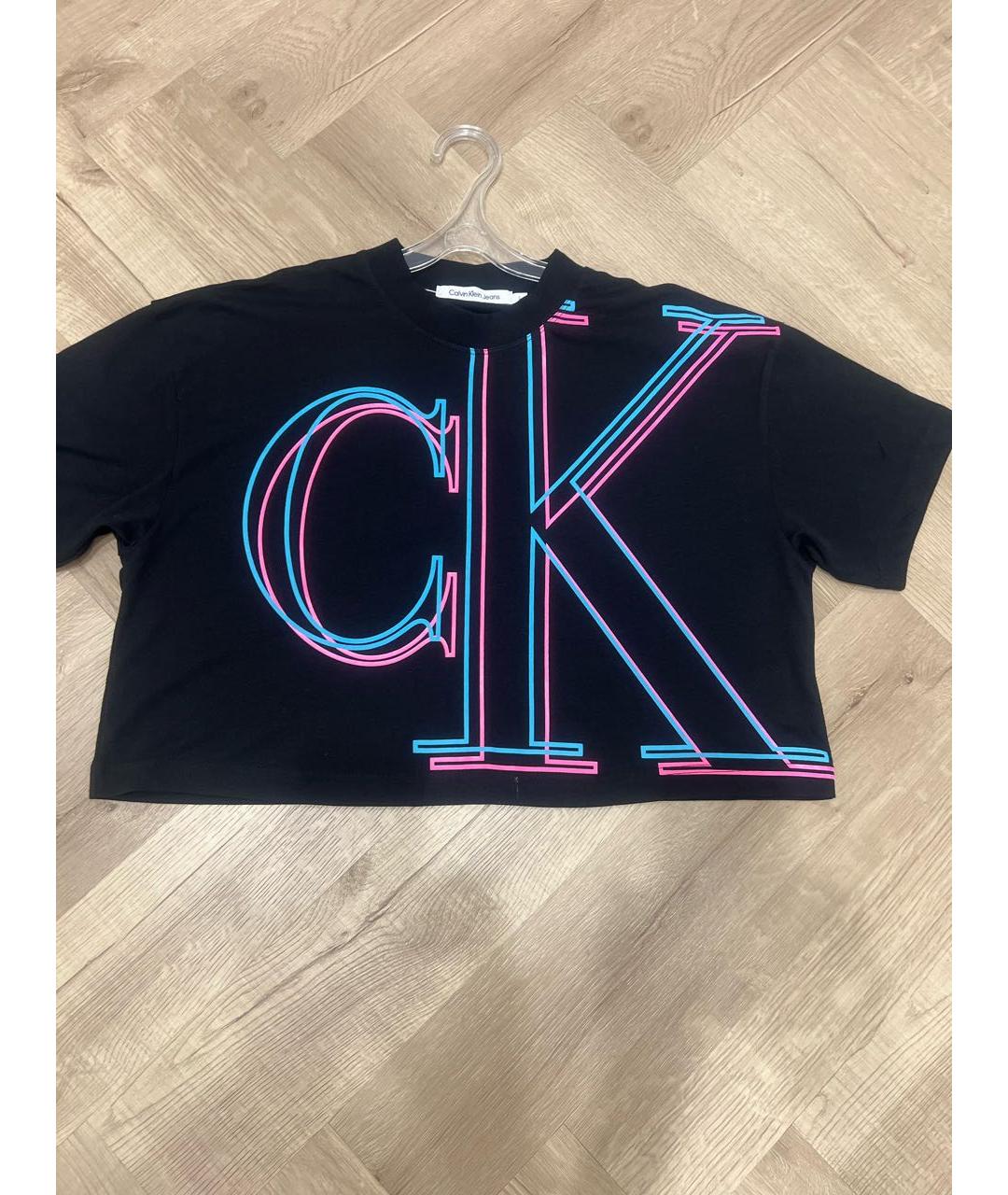 CALVIN KLEIN JEANS Черная хлопковая футболка, фото 2