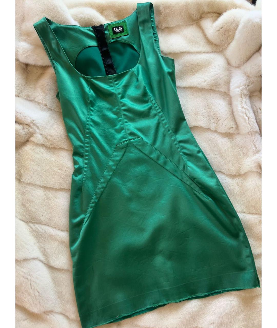 DOLCE&GABBANA Зеленые шелковое повседневное платье, фото 2