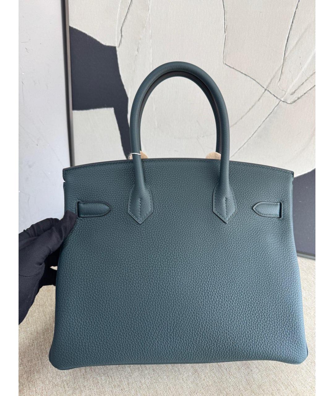 HERMES Зеленая кожаная сумка тоут, фото 4